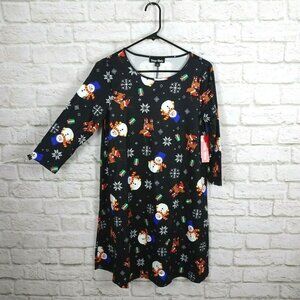 💰3/$25 NWT Dress Works Christmas Swing Dress Snowman Reindeer Ugly Christmas XS